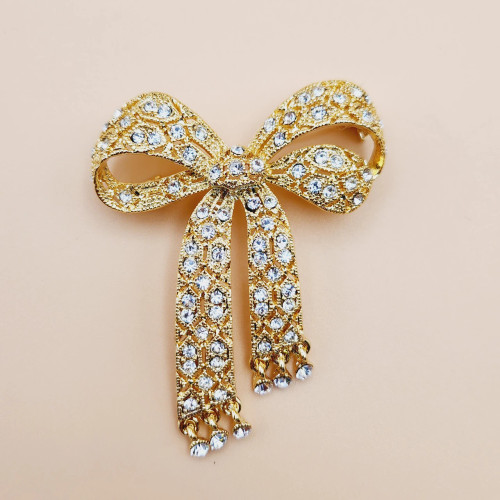 Crystal Ribbon Bow Brooch