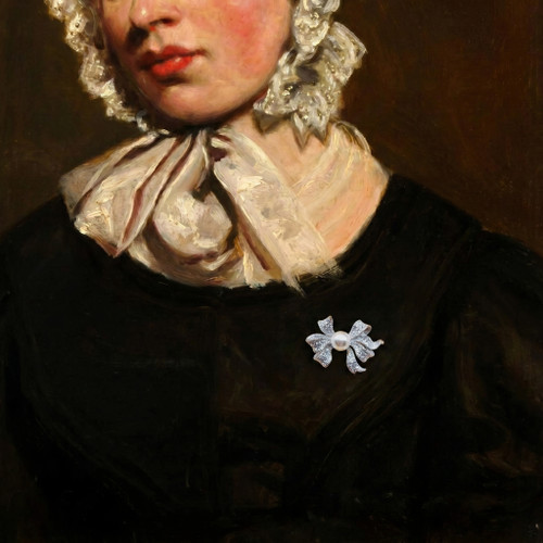 Symetric Ribbon Pearl Brooch