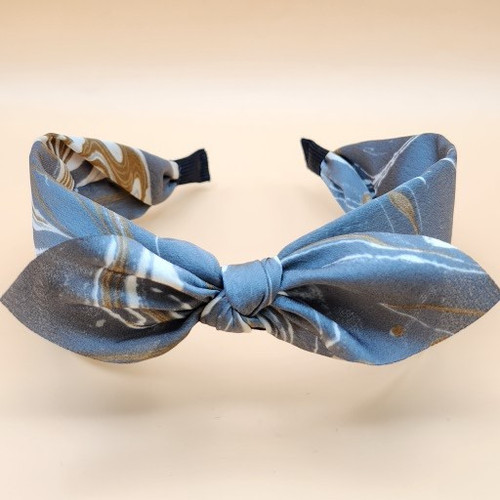 Marble pattern bow fabric headband (Grey)