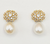 Circle shape crustal and pearl earrings