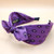 Flower dot bow fabric headband (Purple)