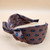 Flower dot bow fabric headband (Brown)