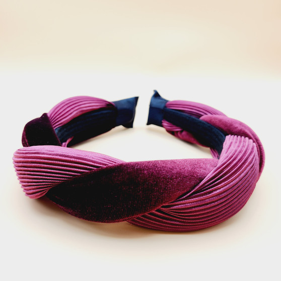 Twist Velvet Silk Headband (Burgundy)