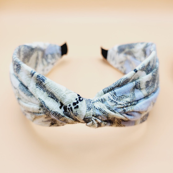Leaves Patterned Fabric Headband (Sky blue)