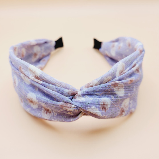 Floral Pattern Silky Fabric Headband (Purple)
