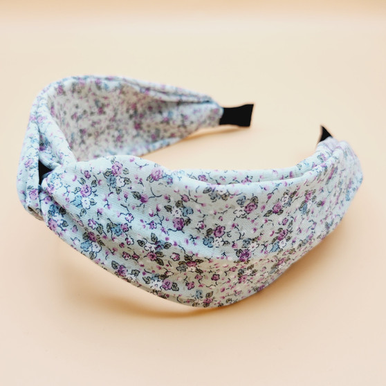 Floral Pattern Knot Fabric Headband (Mint)