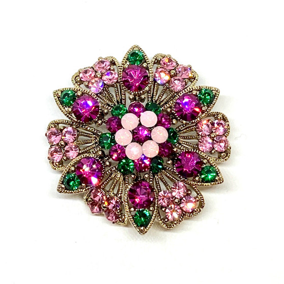 Crystal Daisy Brooch (Fuchsia)