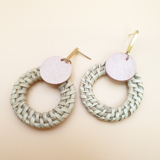 Handmade Straw Drop Earrings