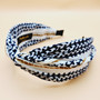 Arrow Lined Twist Fabric Headband (Blue)