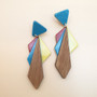 Resin and Wooden Mixed Earrings (Bright)