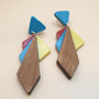 Resin and Wooden Mixed Earrings (Bright)