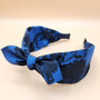 Black floral pattern bow fabric headband (Blue)
