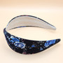 Flower pattern middle twist headband (Black/Blue)
