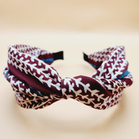 Arrow Lined Twist Fabric Headband (Brown)