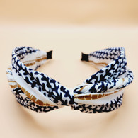 Arrow Lined Twist Fabric Headband (Blue)