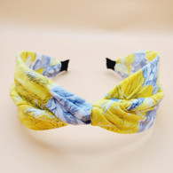 Flower Sketch Design Twist Fabric Headband (Yellow)