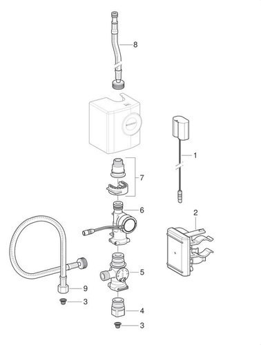 Geberit adapter with external male thread for Types 185 and 186 washbasin taps with generator 242.919.00.1