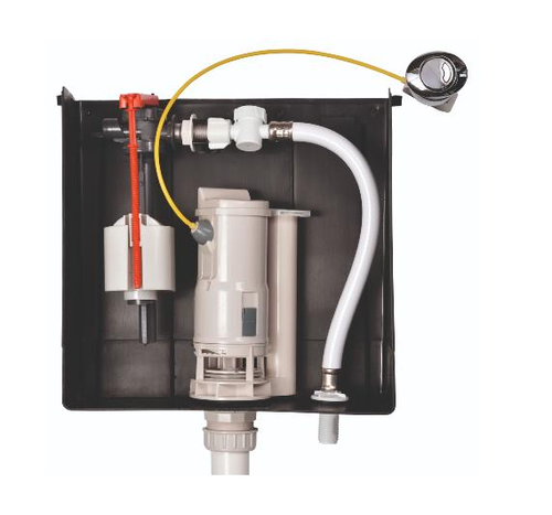 Wirquin Macdee 2" cistern with DF Kayla cable operated valve, chrome button, and SE Jollyfill.