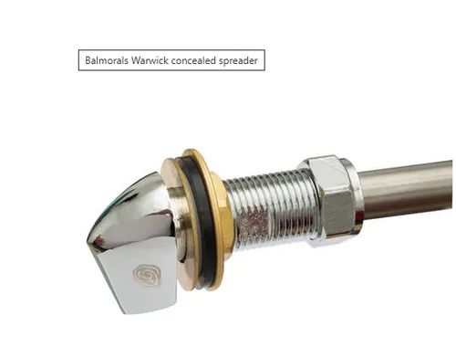 Balmorals Warwick concealed spreader 4218.C, silver metal fitting with gold and black accents, visible threading.