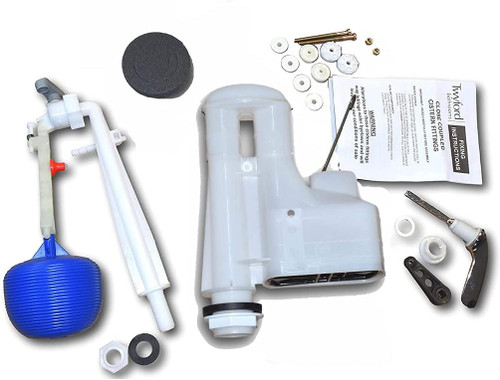 Twyford Toilet Cistern Kit, Single Flush Syphon, Ball, Inlet Valve, Donut & Lever CF7130WH