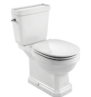 ROCA Carmen close-coupled cistern - 4.5/3 litre dual flush, white toilet with lid and sleek design.