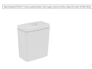 Ideal Standard Profile 21 Close Coupled cistern with dual flush valve, 4/2.6 litre, S309401, white.