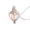 Sterling Silver Heart pendant with Butterfly Accent in CZ and Rose gold
