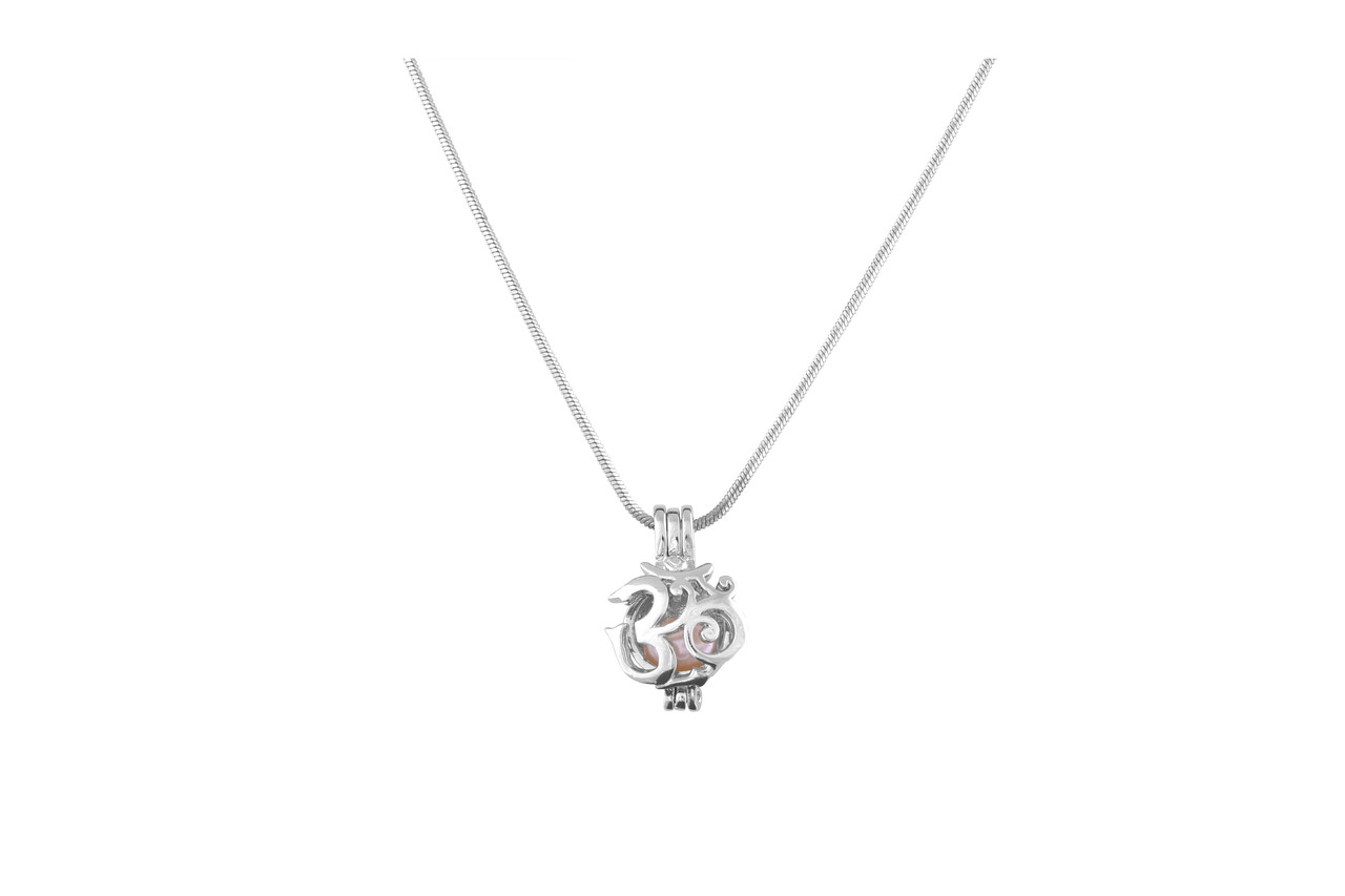 Pearl in Oyster Necklace Set w/Om Pendant