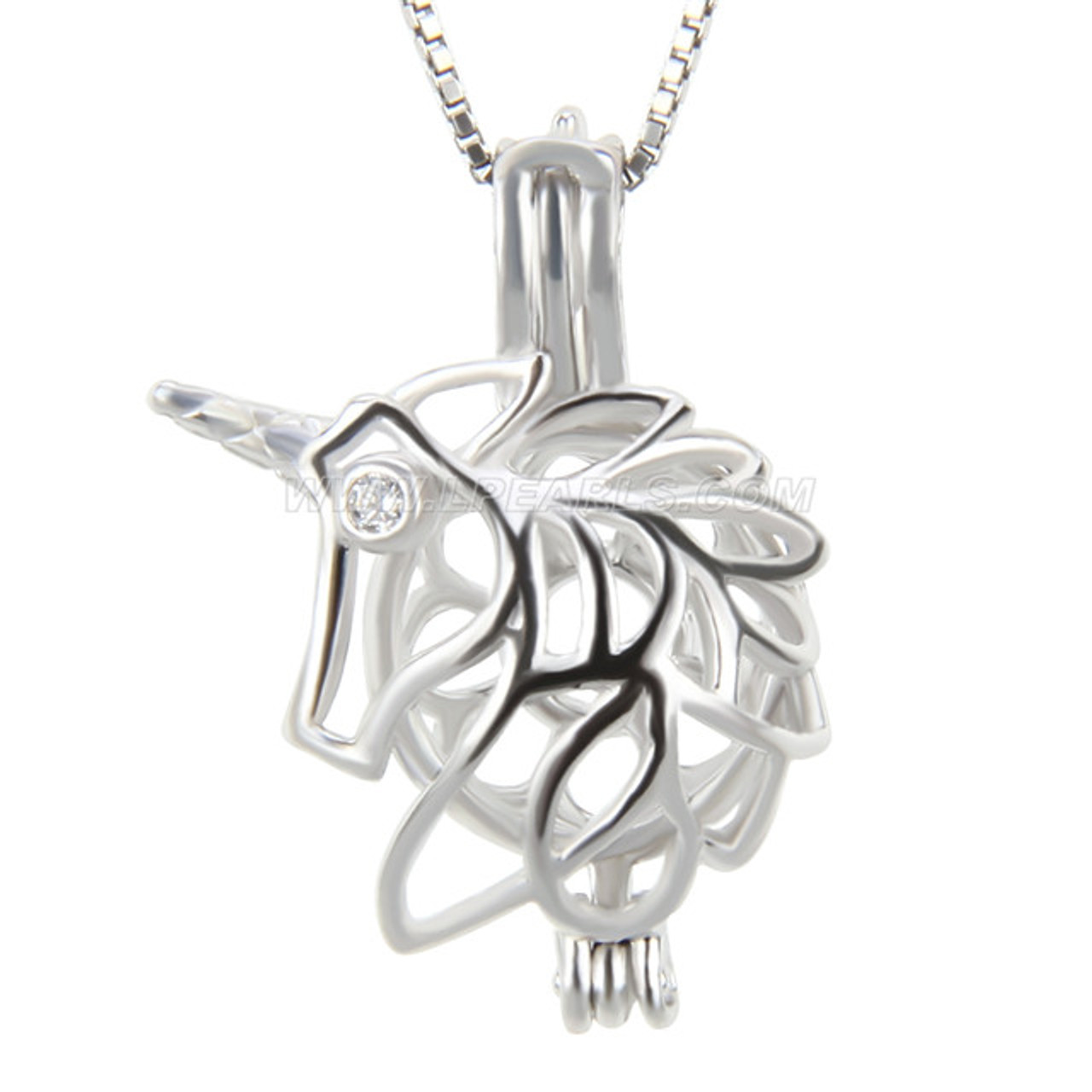 Kette mit Anhänger Einhorn Silber mit Emaille