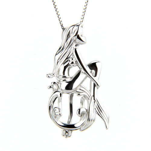 Sterling Silver Rose Gold Mermaid Pendant | The Wish Pearl