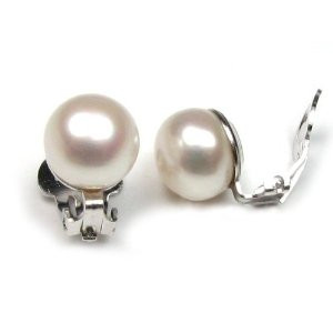 Freshwater Pearl Clip-On Earrings w/ Sterling Silver Backing display picture 3