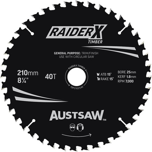 Austsaw RaiderX Timber Blade Thin Kerf 210mm x 25/16 Bore