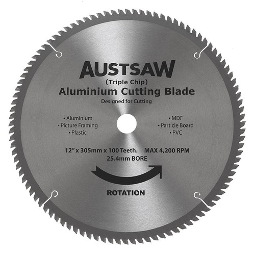 Aluminium Blade Triple Chip 25.4mm Bore Austsaw 300mm (12in)