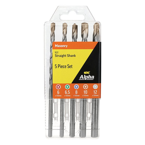 5pce Straight Shank Masonry Set | 6, 6.5, 8, 10 & 12 mm