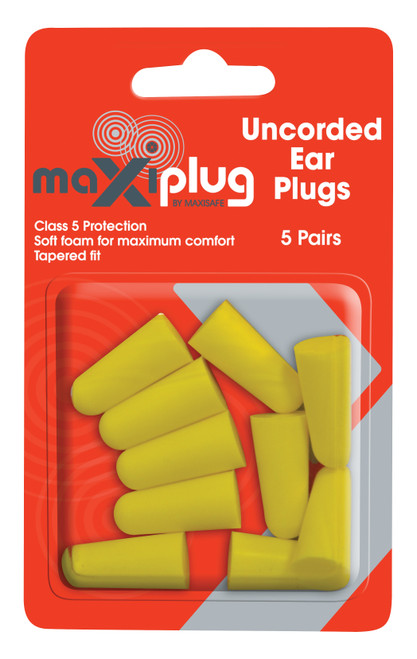 MAXIPLUG UNCORDED EARPLUGS BLISTER OF 5 PAIRS