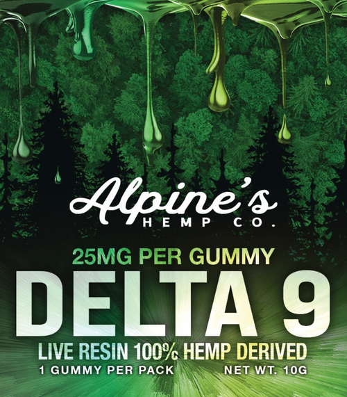 Alpine's Live Resin Delta 9 Gummies, 25mg each - 50 Count Jar