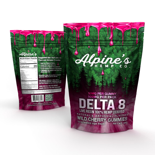 Alpine's Live Resin Delta 8 Gummies, 50mg each - Wild Cherry - 10 pack