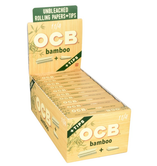 OCB Bamboo Rolling Papers With Tips 1¼" Size - 24 ct