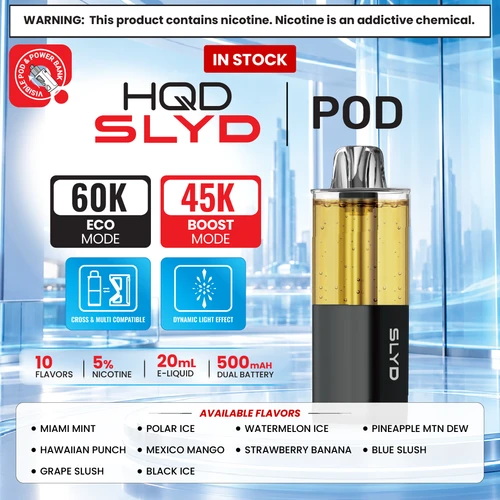 HQD 5PK SLYD POD 5% 60K PUFFS DISPOSABLE-5pk
