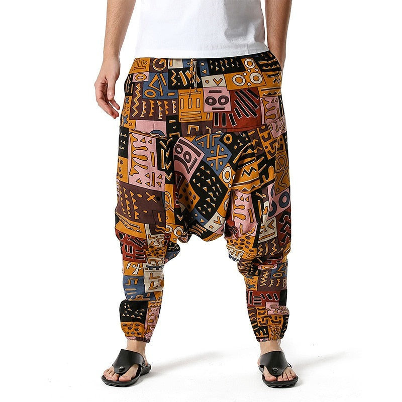 Boho African Pattern Cotton Casual Yoga Harem Pants Ishka