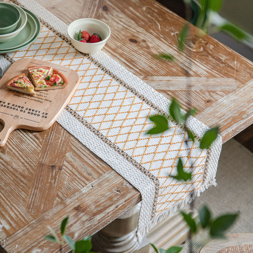Natural Bohemian Style With Tassels Table Runner - 30x275cm-1731473352