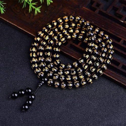 2 x (2 MALA) Genuine Natural Obsidian Handmade Tibetan Mala