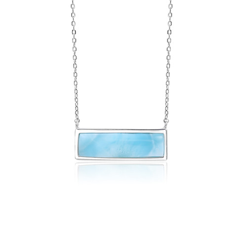 Classic Natural Larimar Pendant Necklace