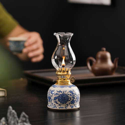 Antique Style Glass Oil Lamp – Vintage Decor Piece