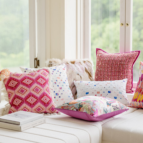 Boho Chic Pink Decorative Cushion Cover