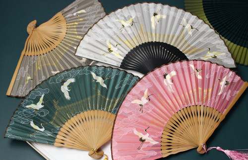 Chinese Folding Hand Fan – Auspicious Crane Design
