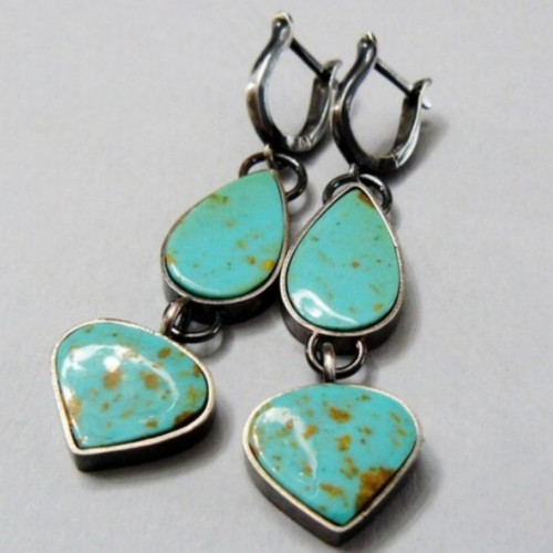Ethnic Turquoise Droplet Earrings