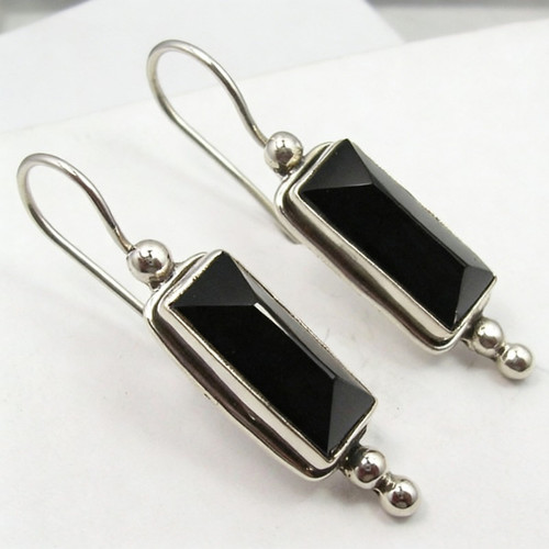 Vintage Black Stone Dangle Earrings