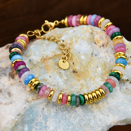 Colorful Mix-Gemstones Beaded Bracelet