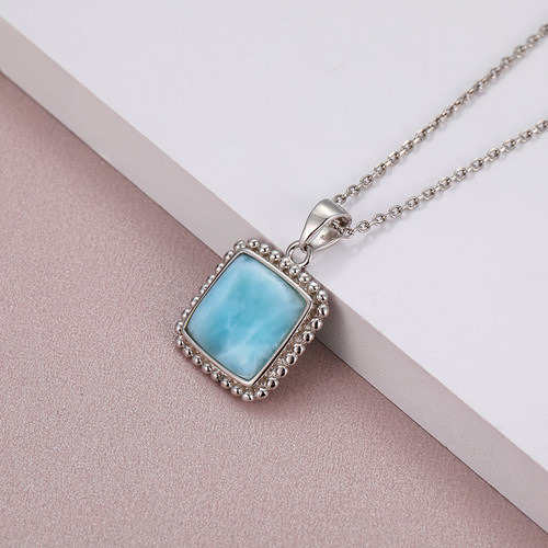 925 Sterling Silver Larimar Pendant for Women